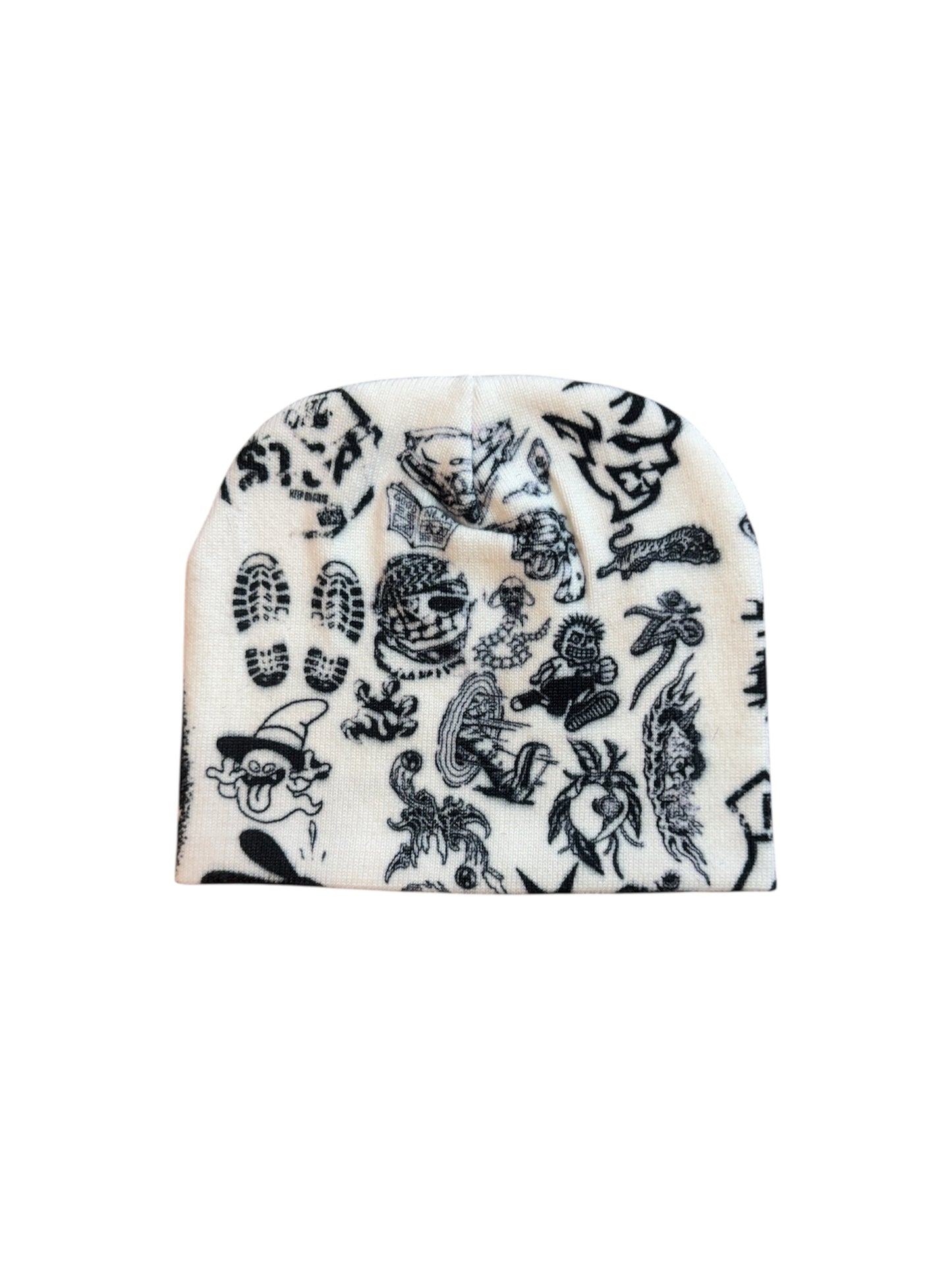 WHITE “NO PEACE” BEANIE